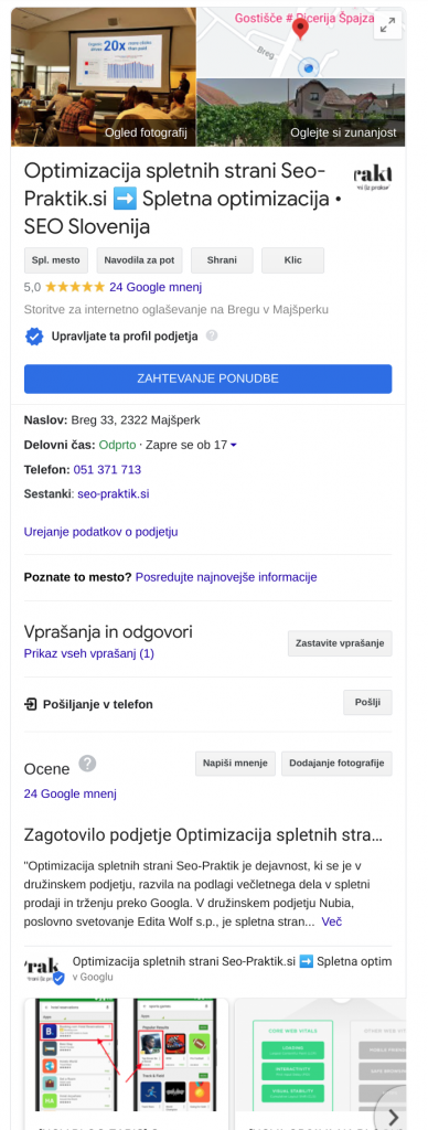 google my business seo optimizacija seo-praktik.si